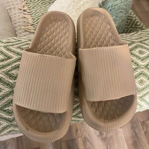 Beige Slide Sandals